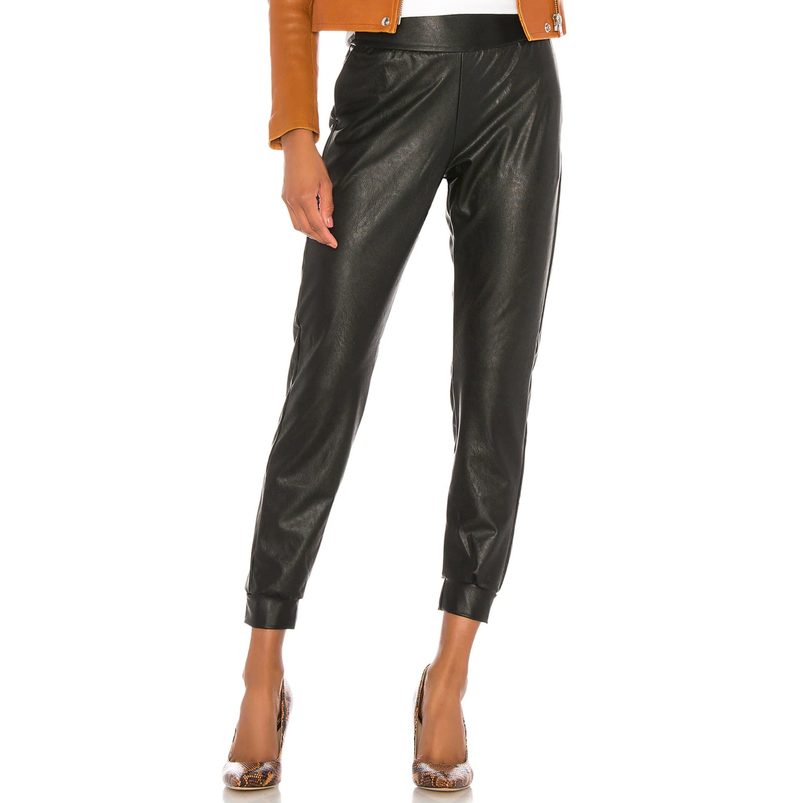 Commando Black Faux Leather Pull-On Jogger Pants
